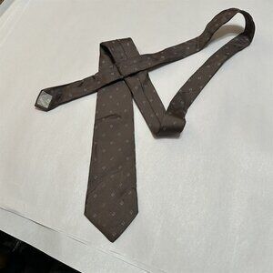 Vintage Tie Christian Dior All Silk Brown Geometric